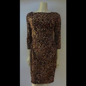 Chaps Leopard Sheath Cocktail Dress